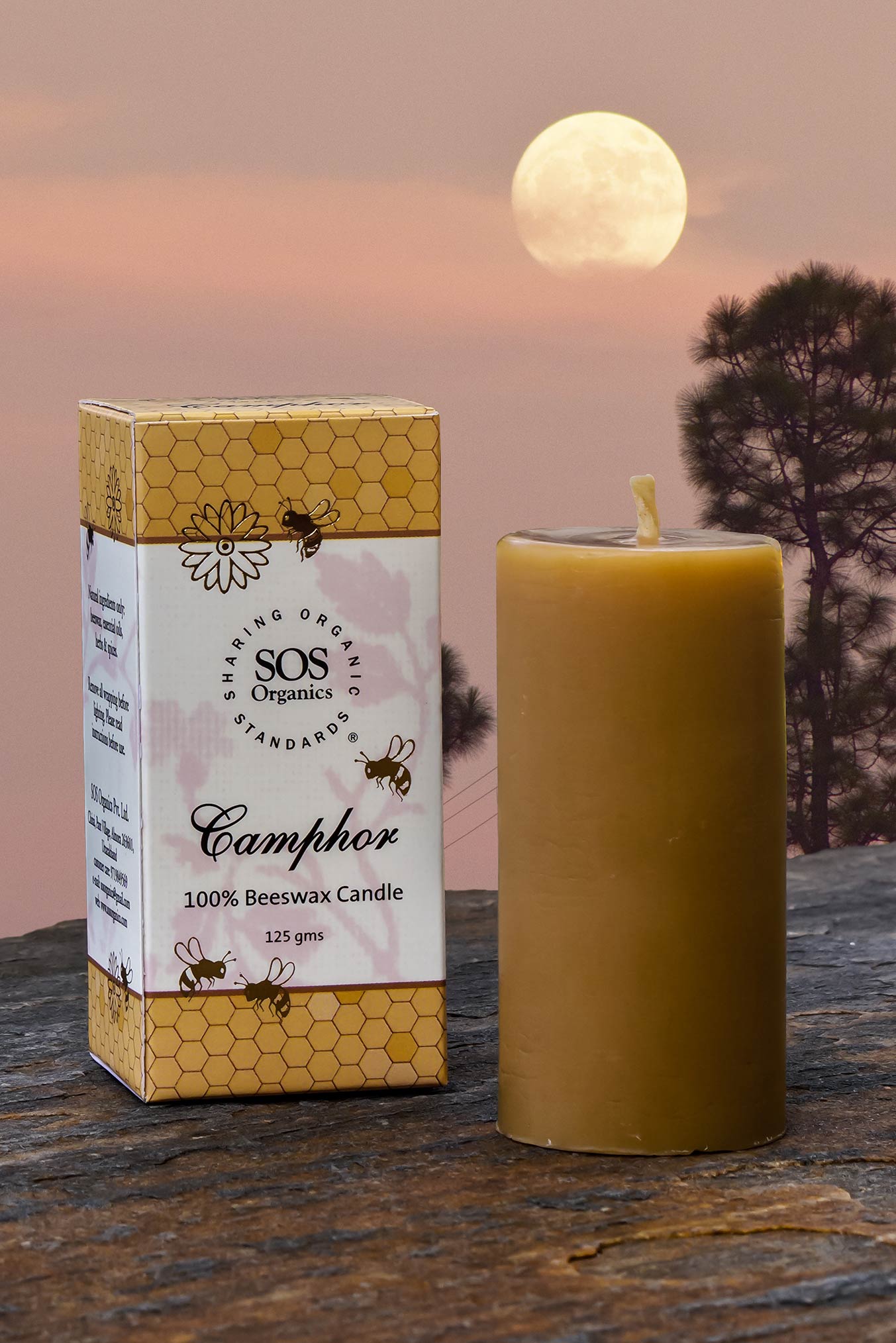 Camphor Beeswax Candle cooling SOS Organics